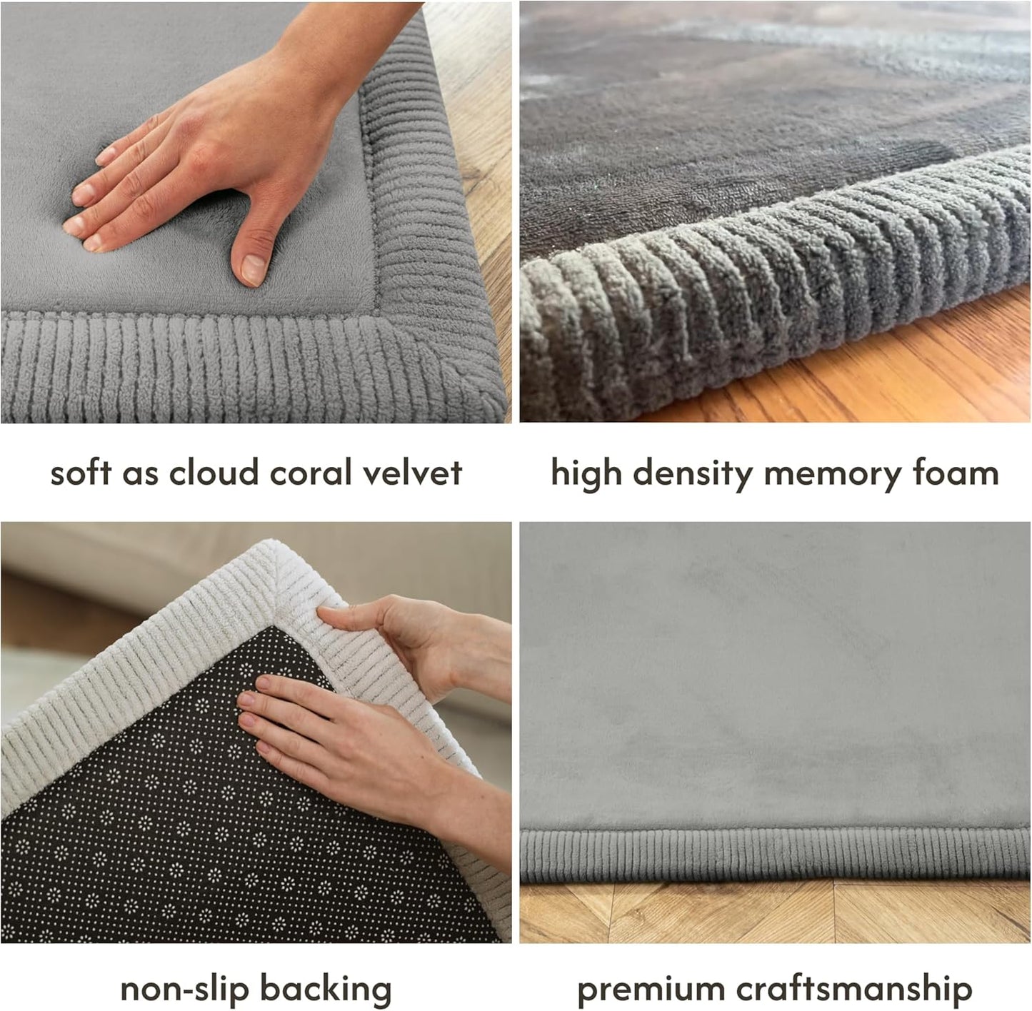 Cloudsoft Baby Play Mat for Floor 80" X 110" Dark Gray | Coral Velvet High-Density Foam Rug for Crawling & Cozy Play – Non-Slip, Water-Resistant, Easy-Care Tummy Time Mat