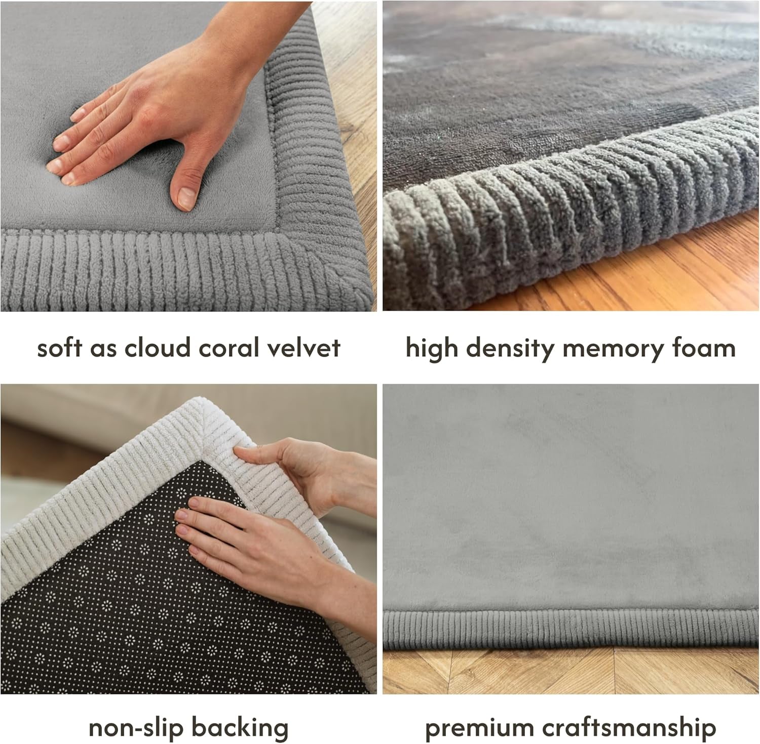Cloudsoft Baby Play Mat for Floor 80" X 110" Dark Gray | Coral Velvet High-Density Foam Rug for Crawling & Cozy Play – Non-Slip, Water-Resistant, Easy-Care Tummy Time Mat
