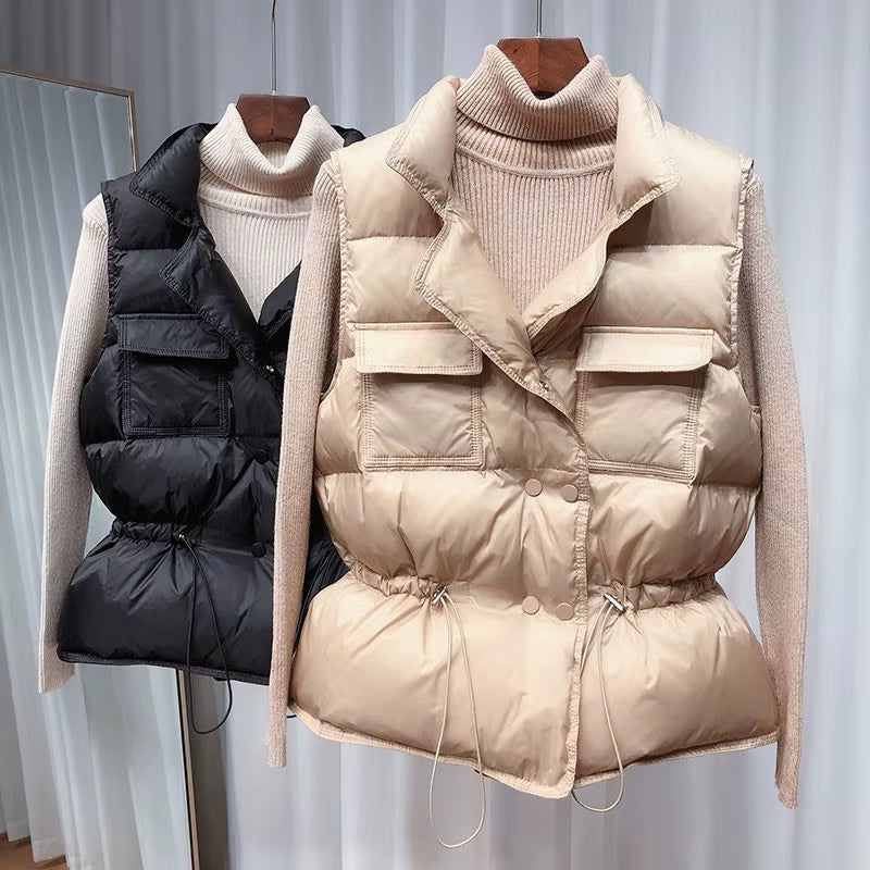 2025 New Ultra Light down Vest Women Short Vest Windproof Lightweight Warm Waistcoat Female White Duck down down Coat Sleeveless