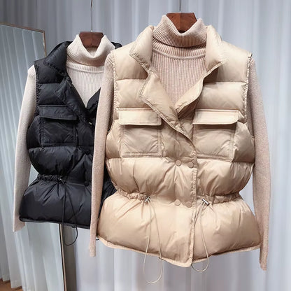 2025 New Ultra Light down Vest Women Short Vest Windproof Lightweight Warm Waistcoat Female White Duck down down Coat Sleeveless