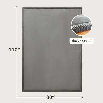 Cloudsoft Baby Play Mat for Floor 80" X 110" Dark Gray | Coral Velvet High-Density Foam Rug for Crawling & Cozy Play – Non-Slip, Water-Resistant, Easy-Care Tummy Time Mat