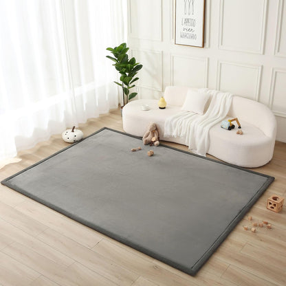 Cloudsoft Baby Play Mat for Floor 80" X 110" Dark Gray | Coral Velvet High-Density Foam Rug for Crawling & Cozy Play – Non-Slip, Water-Resistant, Easy-Care Tummy Time Mat