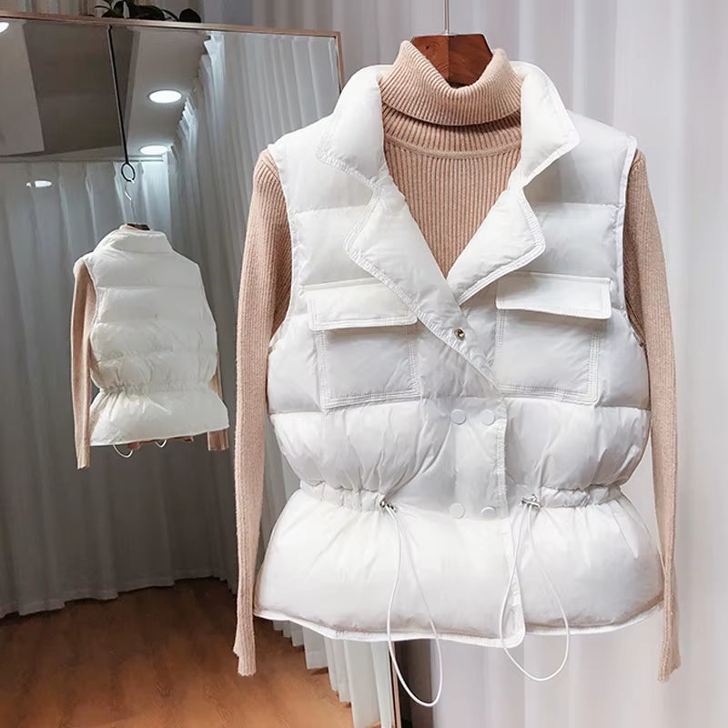 2025 New Ultra Light down Vest Women Short Vest Windproof Lightweight Warm Waistcoat Female White Duck down down Coat Sleeveless